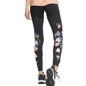 ADIDAS Women's Floral Graphic Tights H55225 Black Floral Women's Size Large